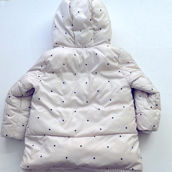 Zara Baby Toddler Girl Beige Polka Dot Puffer Jacket, Size 4-5 Years - Picture 4 of 12